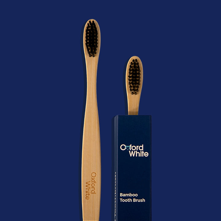 Vegan bamboo toothbrush with a 100% biodegradable handle made from recycled bamboo